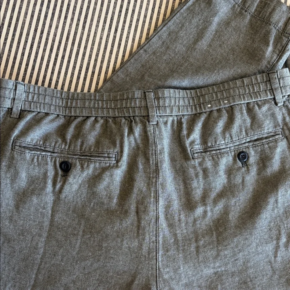 36x32 Men's green/grey Casual linen Drawstring Pants